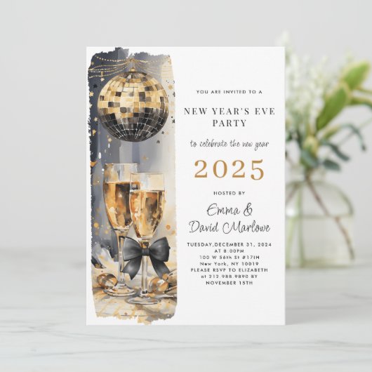 Neujahrs-Diskothek 2025 Einladung (Stehend Vorderseite)