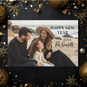 Neujahrs Familienfoto elegante Typografie modern Feiertagskarte