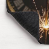 Neujahrs-Feuerwerk und Mitternachtsuhr Mousepad (Ecke)