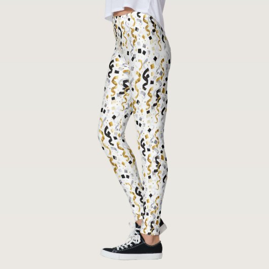 Neujahrs-Gold-Schwarze Konfetti Leggings (Links)