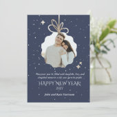 Neujahrs-Grußkarte mit Foto-Ornament (Stehend Vorderseite)