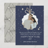 Neujahrs-Grußkarte mit Foto-Ornament (Vorne/Hinten)