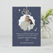 Neujahrs-Grußkarte mit Foto-Ornament (Stehend Vorderseite)
