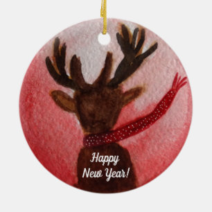 Neujahrs-Hirsch-Ornament Keramik Ornament
