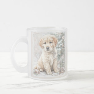 Neujahrs Hund und Schnee Mattglastasse