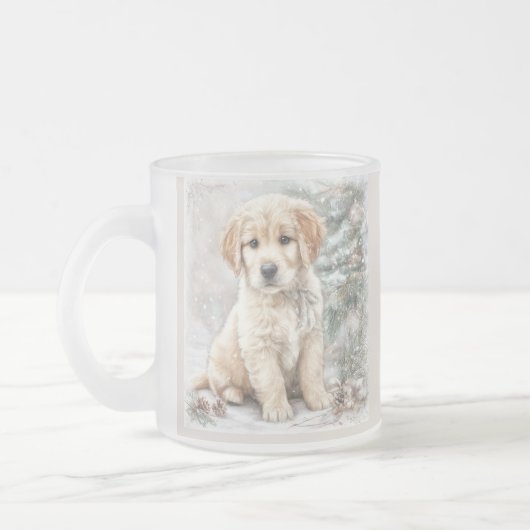 Neujahrs Hund und Schnee Mattglastasse (Links)