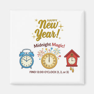 Neujahrs-Mitternachts-Zauberuhr-Lernspiel-Magnet Magnet