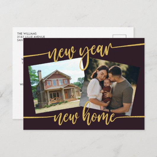 Neujahrs-Neuer Zuhause Foto-Umzug Ankündigung Post Postkarte (Vorne/Hinten)