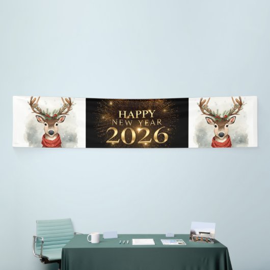 Neujahrs-Party-Banner in schwarz-golden Banner (Messeveranstaltung)