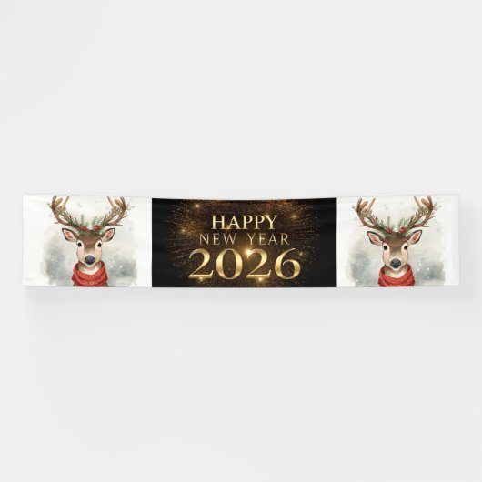 Neujahrs-Party-Banner in schwarz-golden Banner (Horizontal)