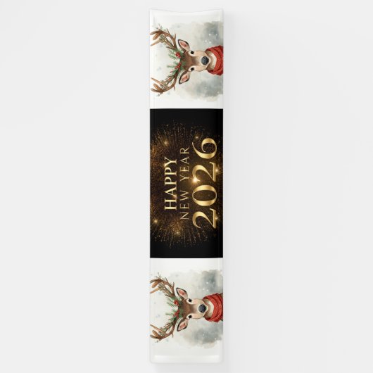 Neujahrs-Party-Banner in schwarz-golden Banner (Vertikal)