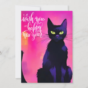 Neujahrs-Schwarze-Katze  Feiertagskarte