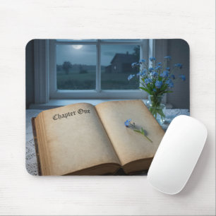 Neujahrs-Vintage-Journal im Mondlicht Mousepad