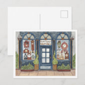 Neujahrs Vintage-Uhrengeschäft Aquarell Postkarte (Vorne/Hinten)