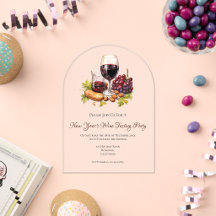 Neujahrs-Watercolor-Käse- und Weinparty-Design