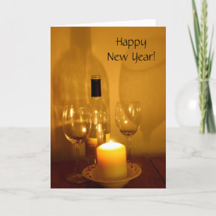 Neujahrs-Wein-und-Gläser-Karte Feiertagskarte