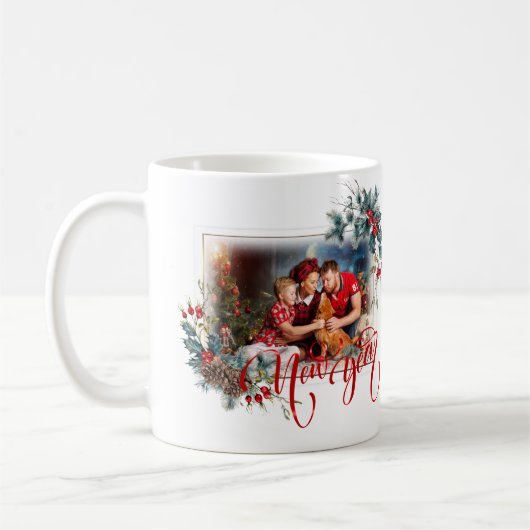 Neujahrs-Winter-Foto im Roten Stil Kaffeetasse (Links)