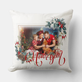 Neujahrs-Winter-Foto im Roten Stil Kissen