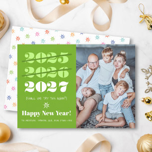 Neujahrs-Witz 3. Versuch klappt Modern grün Foto Feiertagskarte