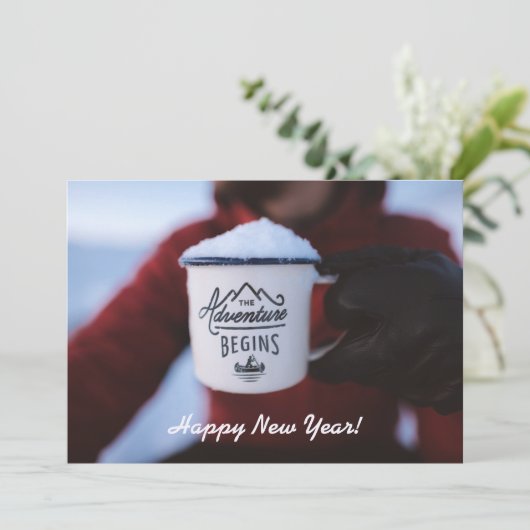 Neujahrsabenteuer Feiertagskarte (Stehend Vorderseite)