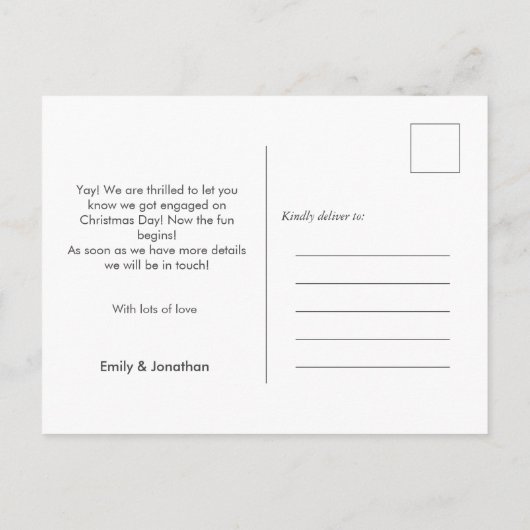 Neujahrsabenteuer Foto Verlobung Ankündigung (Rückseite)