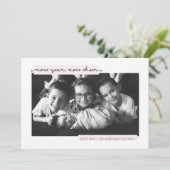 Neujahrsankündigung der Geburt von Mädchen Feiertagskarte (Stehend Vorderseite)