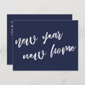 Neujahrsankündigung der lässigen Navy Blue Zuhause Mitteilungskarte (Vorne/Hinten)