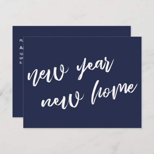 Neujahrsankündigung der lässigen Navy Blue Zuhause Mitteilungskarte (Vorne/Hinten)