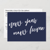 Neujahrsankündigung der lässigen Navy Blue Zuhause Postkarte (Vorne/Hinten)