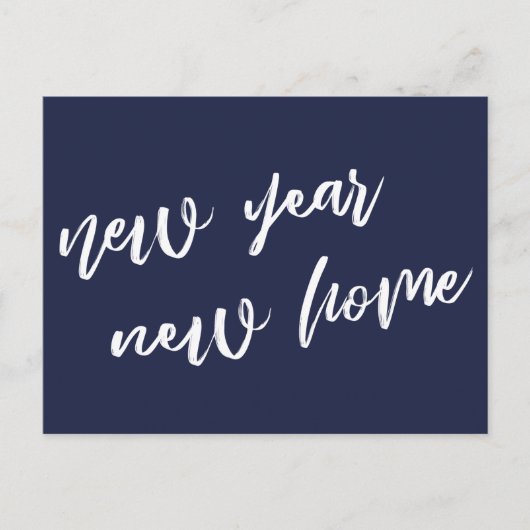 Neujahrsankündigung der lässigen Navy Blue Zuhause Postkarte (Vorderseite)