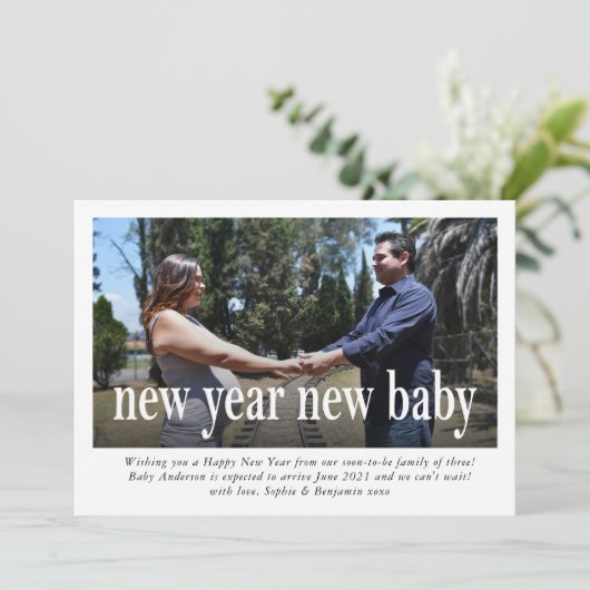 Neujahrsankündigung der Schwangerschaft im Baby Ankündigung (Stehend Vorderseite)