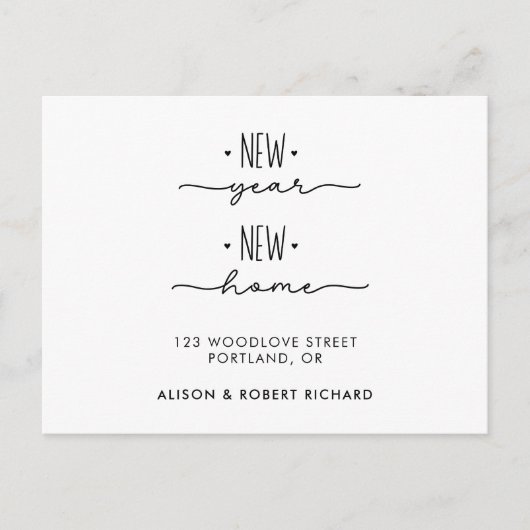 Neujahrsankündigung der Zuhause-Umzug-Ankündigung Postkarte (Vorderseite)