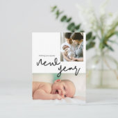 Neujahrsankündigung Geburtstag Stat Modernes Foto Postkarte (Stehend Vorderseite)