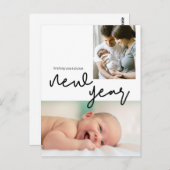 Neujahrsankündigung Geburtstag Stat Modernes Foto Postkarte (Vorne/Hinten)