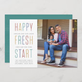 Neujahrsankündigung mit farbiger Fotokarte Feiertagskarte (Vorne/Hinten)