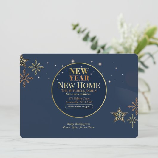 Neujahrsankündigung über Zuhause-Bewegung Ankündigung (Stehend Vorderseite)