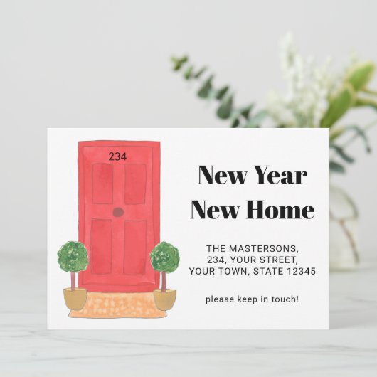 Neujahrsankündigung über Zuhause-Bewegung Ankündigung (Stehend Vorderseite)