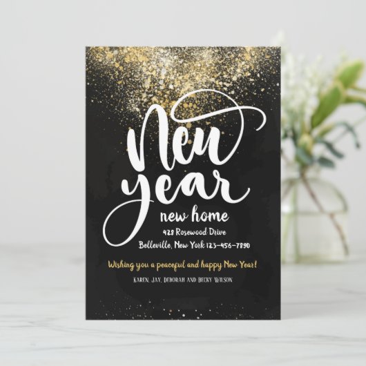 Neujahrsankündigung über Zuhause-Bewegung Einladung (Stehend Vorderseite)