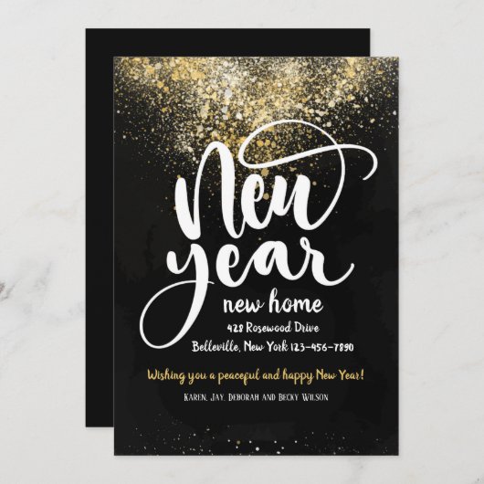 Neujahrsankündigung über Zuhause-Bewegung Einladung (Vorne/Hinten)