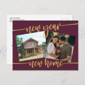 Neujahrsankündigung zum Foto "Neuer Zuhause" Postkarte (Vorne/Hinten)