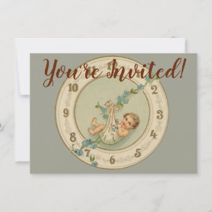 Neujahrsbaby Vintage-Uhr Einladung