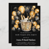 Neujahrsballons Party 2025 Einladung (Vorne/Hinten)