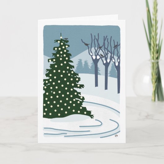 Neujahrsbaum mit Licht Karte (Vorderseite)