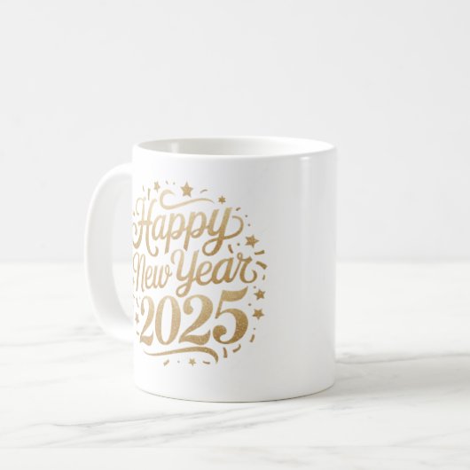 Neujahrsbecher 2025 kaffeetasse (Vorderseite Links)