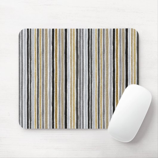 Neujahrsblau Gold Schwarz Streifen Mousepad (Mit Mouse)