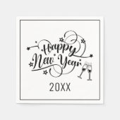Neujahrscocktail Napkins aus dem Schwarzen Schrift Serviette (Vorderseite)