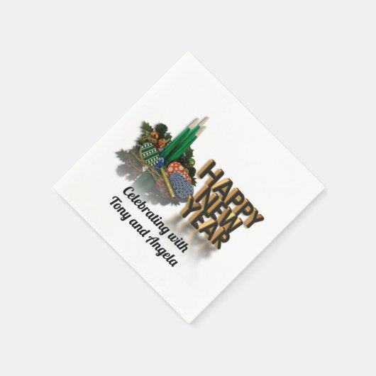Neujahrscocktail Servietten personalisiert (Ecke)