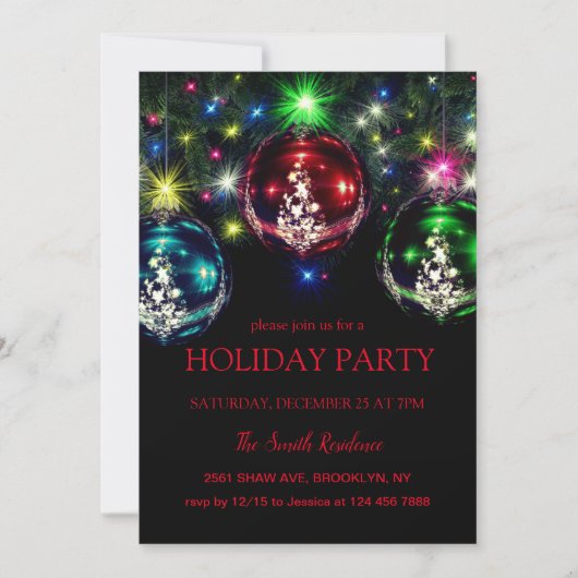 Neujahrsdekoration, Weihnachtsstern Einladung (Vorderseite)