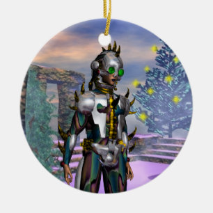 NEUJAHRSEGEN EINES CYBORGS Blauer Saphir Keramikornament