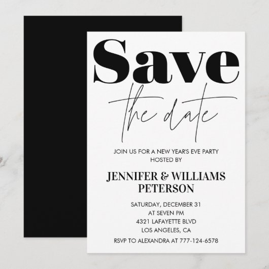 Neujahrseinladung Save the Date Einladung (Vorne/Hinten)
